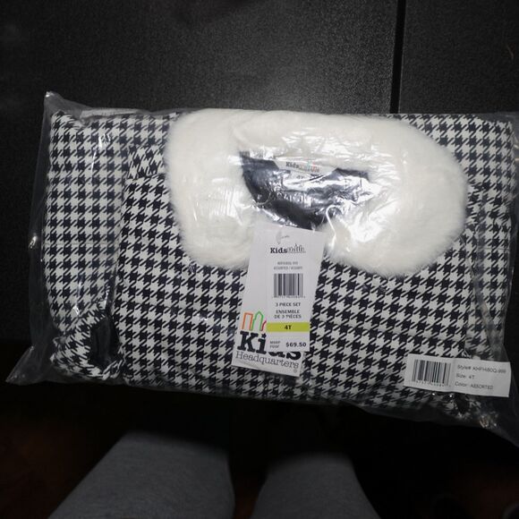 Kids Headquarters 3-Piece Outfit Set | Size 4T | Houndstooth Vest, Top & Legging - Picture 2 of 5